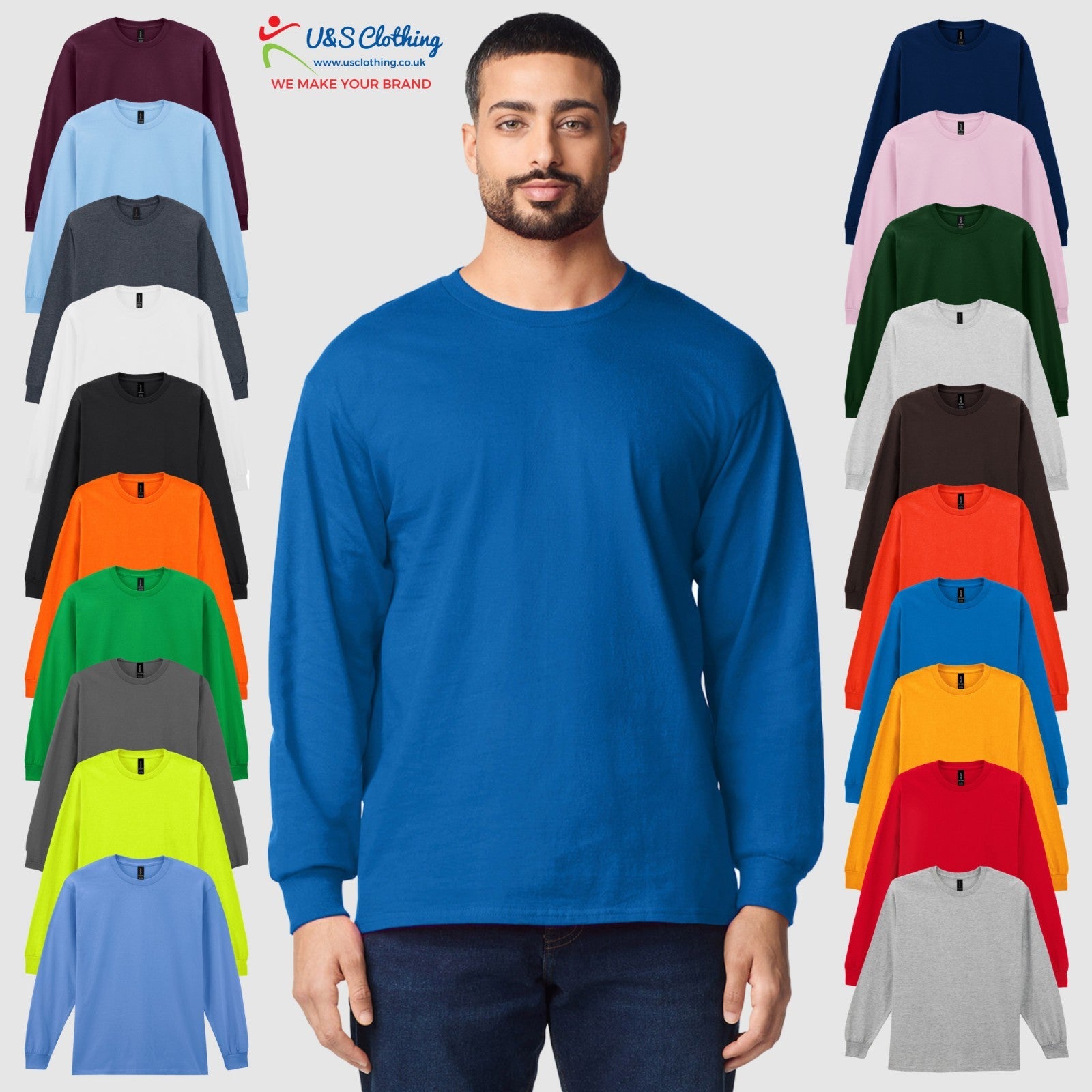 Gildan Mens Ultra Cotton Adult Long Sleeve T-Shirt Classic Fit Rib Cuffs Tee TOP