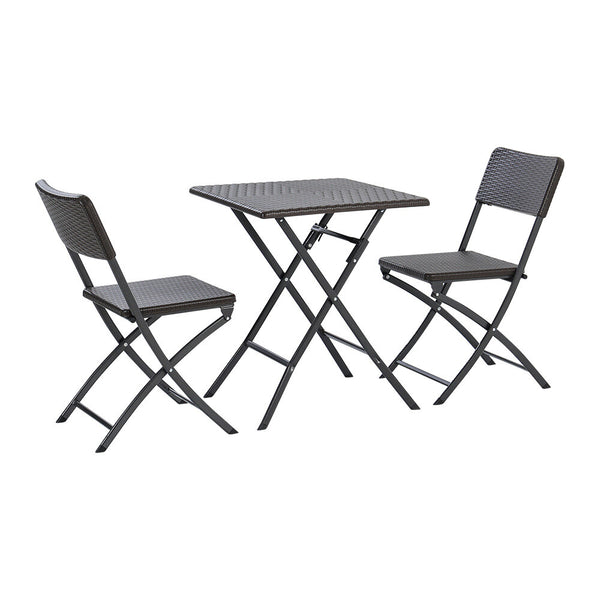 3pcs Folding Garden Table Rattan Chairs Set Camping Patio Seat Outdoor Furniture