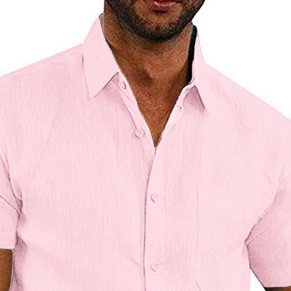 Mens Summer Short Sleeve Polo Shirts Work Casual Loose Button Up T Shirt Tops