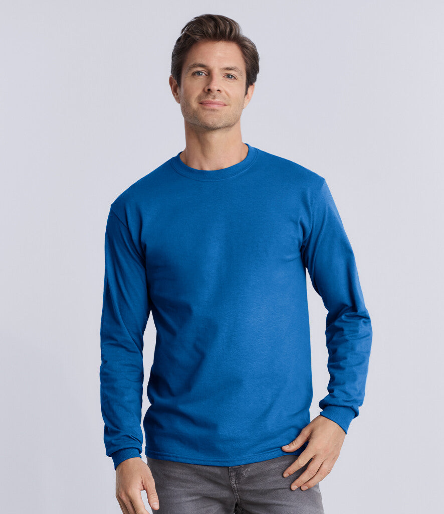 Gildan Mens Ultra Cotton Adult Long Sleeve T-Shirt Classic Fit Rib Cuffs Tee TOP