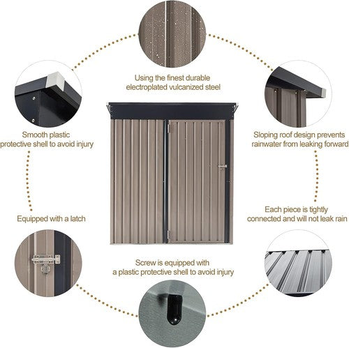 Metal Garden Shed with Lockable Door,Waterproof Outdoor Storage Box for Backyard