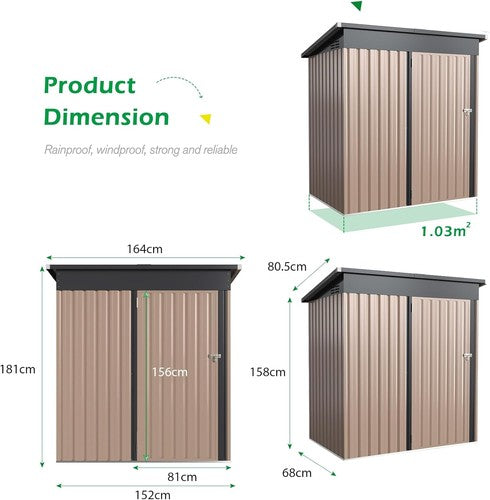 Metal Garden Shed with Lockable Door,Waterproof Outdoor Storage Box for Backyard