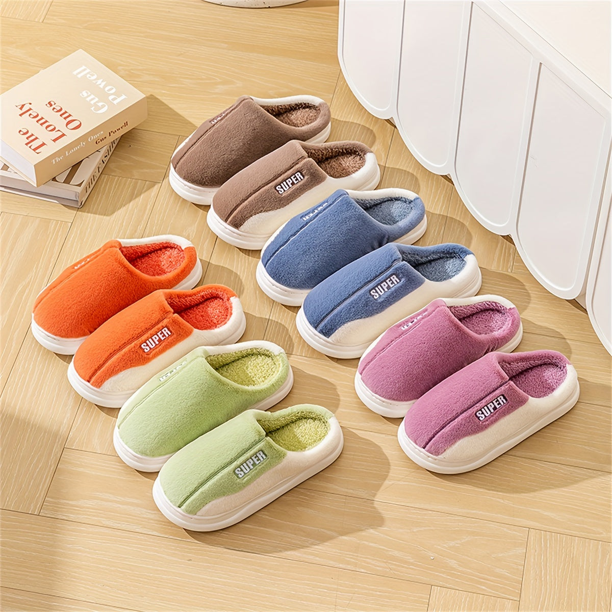 Cute High-Quality Plush Winter Slippers, Comfortable Warm Flat Fluffy Shoes, Cozy Home Bedroom Slippers, Soft Sole Plush Slippers, Women's Indoor Slippers, Women Shoes