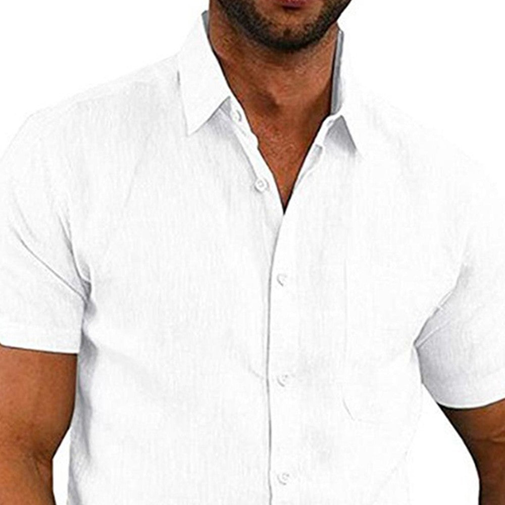 Mens Summer Short Sleeve Polo Shirts Work Casual Loose Button Up T Shirt Tops