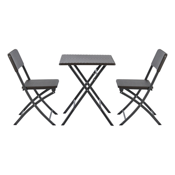 3pcs Folding Garden Table Rattan Chairs Set Camping Patio Seat Outdoor Furniture