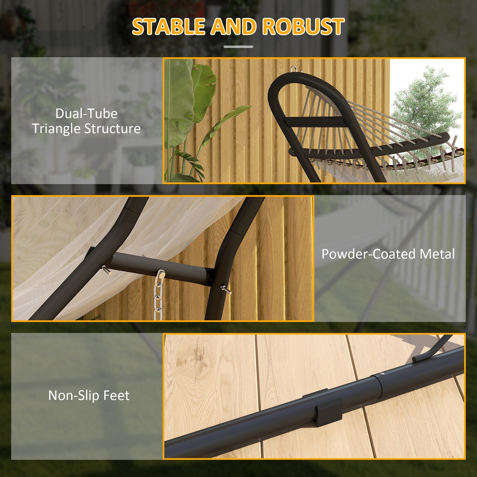 9ft Hammock Stand Adjustable Hammock Frame for Indoor Outdoor, 150 kg Capacity