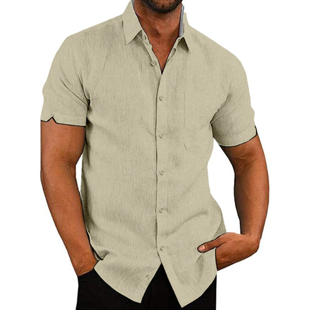 Mens Summer Short Sleeve Polo Shirts Work Casual Loose Button Up T Shirt Tops