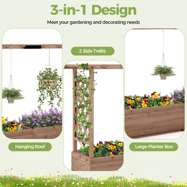 Fir Wood Planter Box with Drainage Holes & Bottom Gaps
