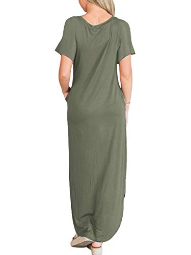 ANRABESS Womens Summer Maxi Dress Short Sleeve Casual Loose Long T Shirt Dresses Split Vacation Beach Sundress Travel Outfits
