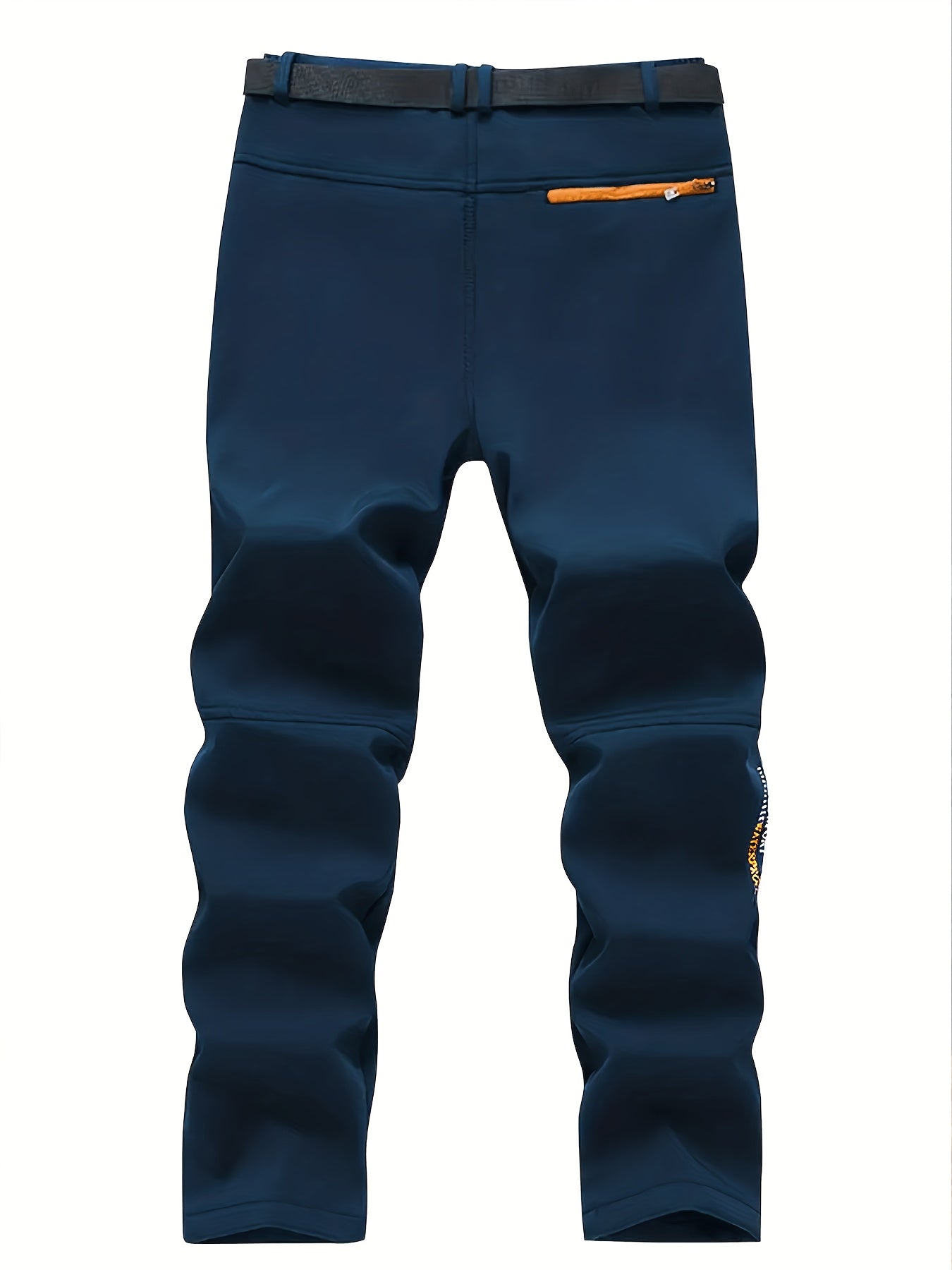 Men's Warm Cargo Pants with Zippered Pockets - Olive Green, Black, and Yellow Accents, Ideal for Winter Outdoor Activities and Casual Wear with Belt