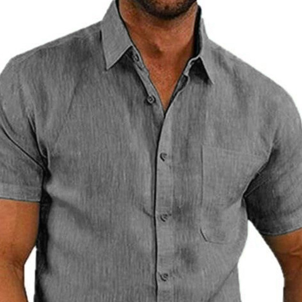 Mens Summer Short Sleeve Polo Shirts Work Casual Loose Button Up T Shirt Tops