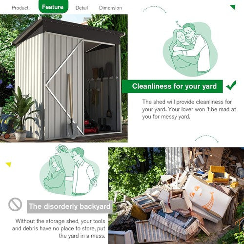 Metal Garden Shed with Lockable Door,Waterproof Outdoor Storage Box for Backyard