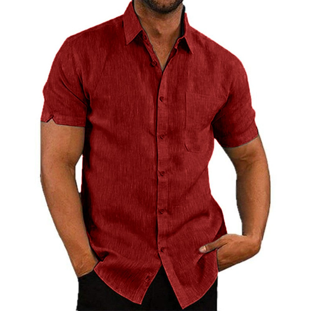 Mens Summer Short Sleeve Polo Shirts Work Casual Loose Button Up T Shirt Tops