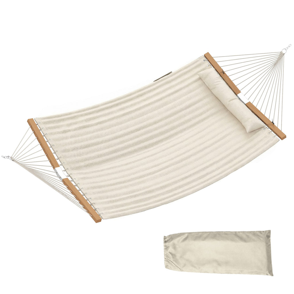 Outsunny Double Hammock 2-Person Padded Swing Bed Cream White