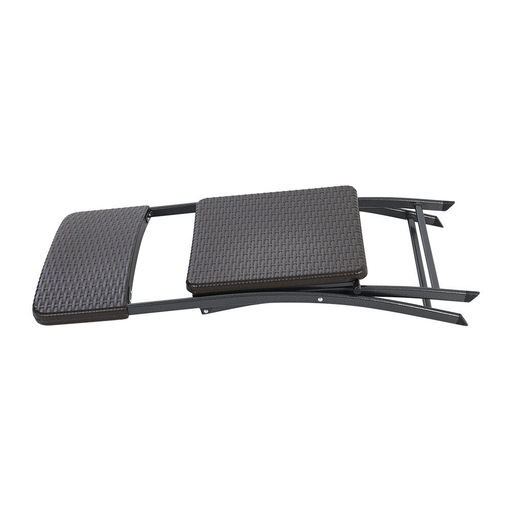 3pcs Folding Garden Table Rattan Chairs Set Camping Patio Seat Outdoor Furniture