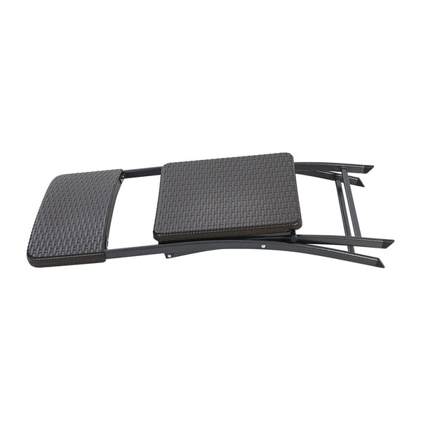3pcs Folding Garden Table Rattan Chairs Set Camping Patio Seat Outdoor Furniture