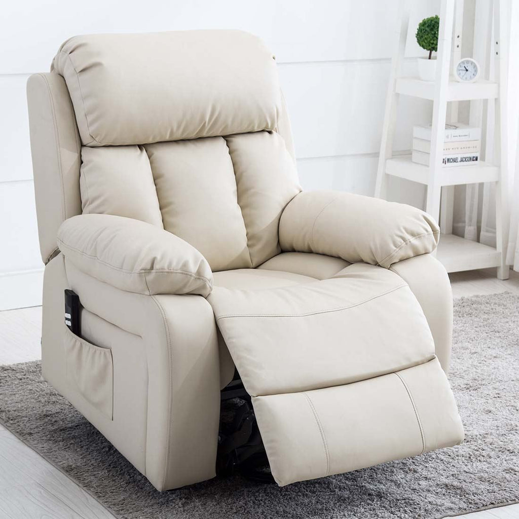 CHESTER DUAL MOTOR RISER ELECTRIC LEATHER RECLINER ARMCHAIR HEATED MASSAGE CHAIR