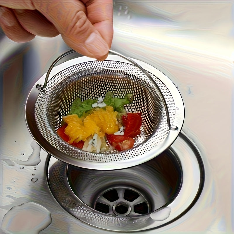 1pc of stainless steel sink filter with handle - rust-proof and mesh filter, suitable for kitchen and bathroom sinks, 201 stainless steel, prevents clogging easily without effort, perfect for draining vegetables and fruits, Christmas gifts
