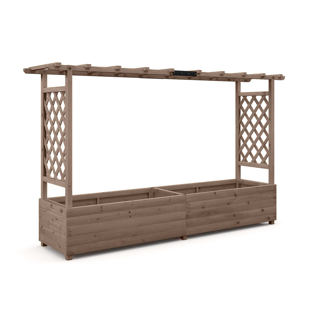 Fir Wood Planter Box with Drainage Holes & Bottom Gaps
