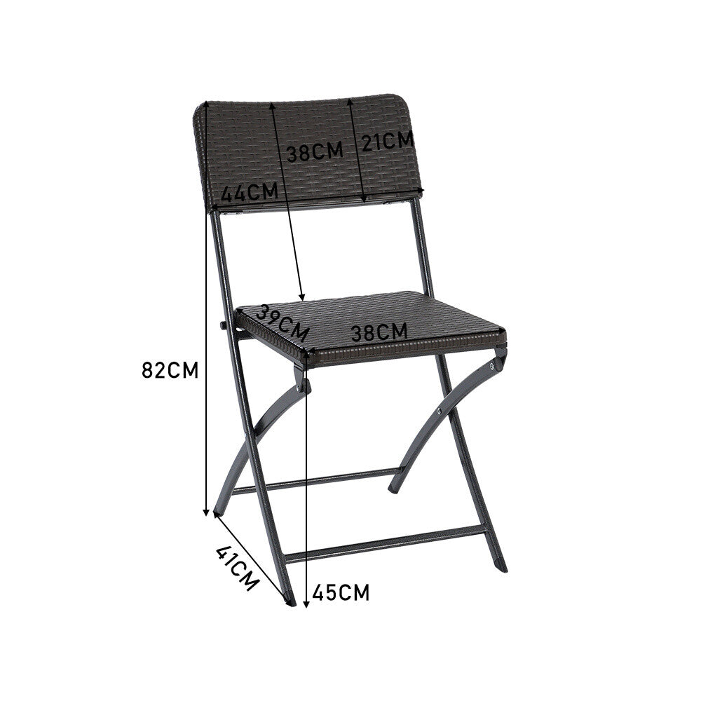 3pcs Folding Garden Table Rattan Chairs Set Camping Patio Seat Outdoor Furniture
