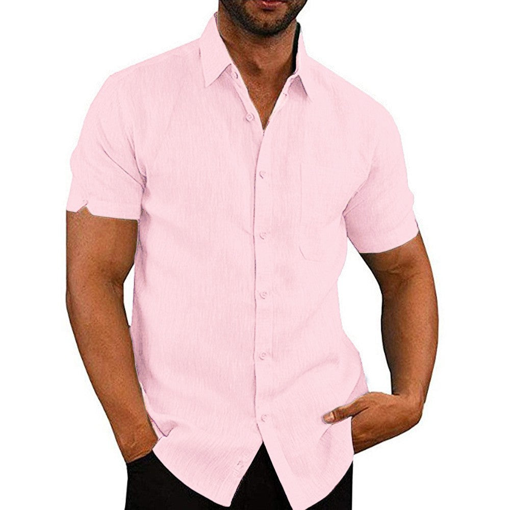 Mens Summer Short Sleeve Polo Shirts Work Casual Loose Button Up T Shirt Tops