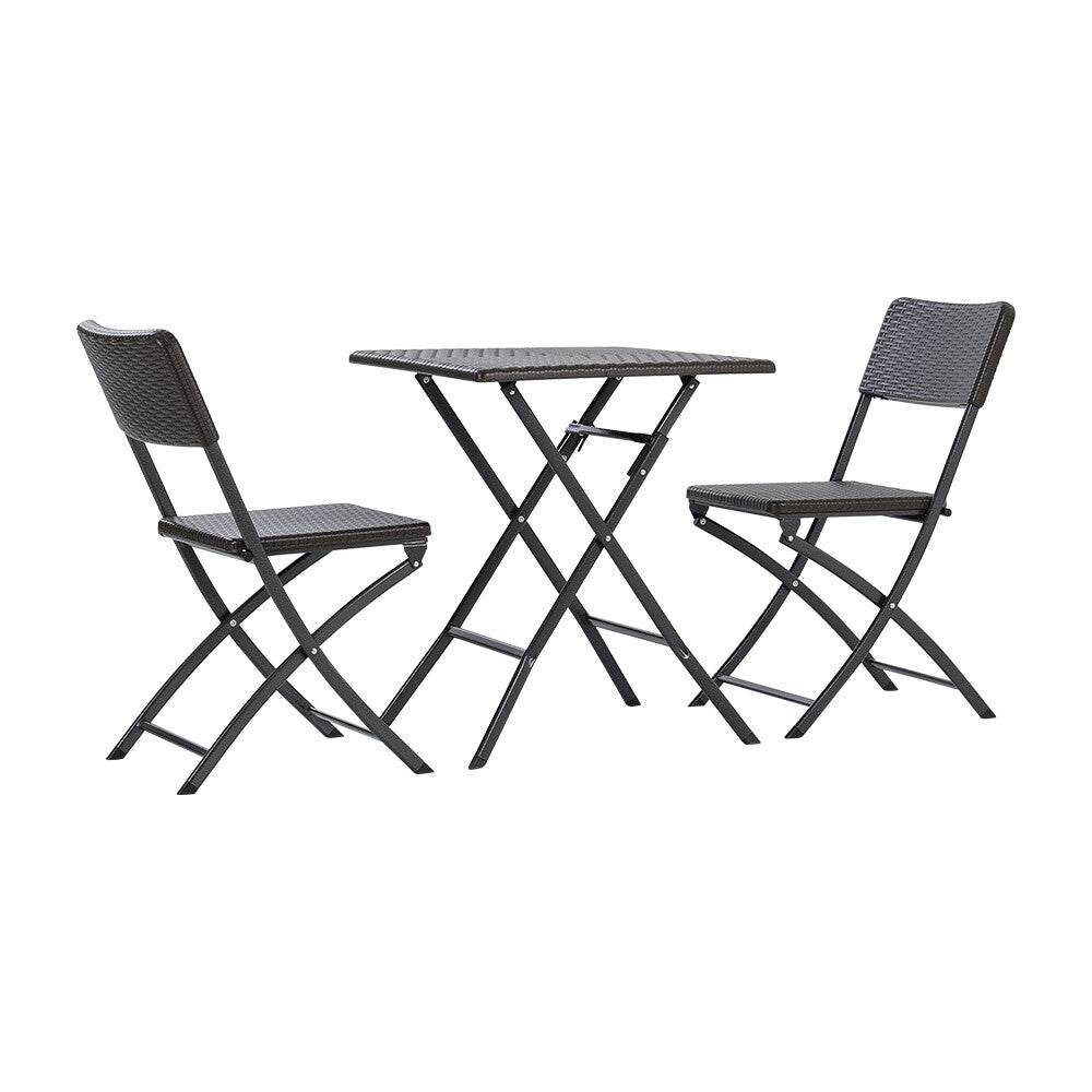 3pcs Folding Garden Table Rattan Chairs Set Camping Patio Seat Outdoor Furniture