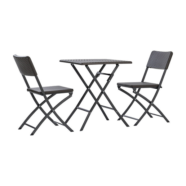 3pcs Folding Garden Table Rattan Chairs Set Camping Patio Seat Outdoor Furniture