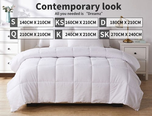 Dreamz Microfiber Quilt Doona Duvet Winter Summer Microfibre 250GSM All Size