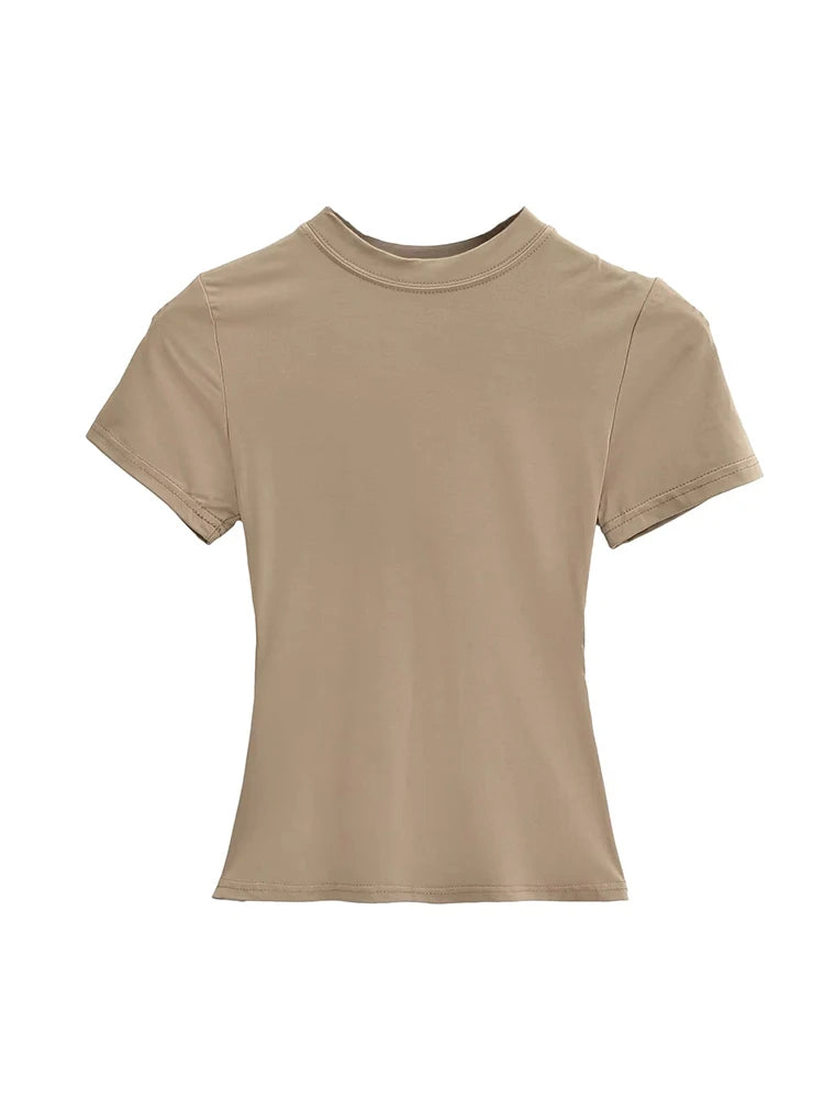 2024 New High Quality Casual T shirt Sexy Slim Short Sleeves Fashion Trend Solid Women Clothing y2k Tops
