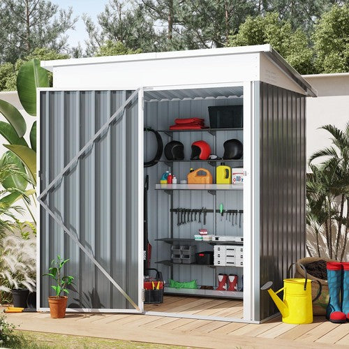Metal Garden Shed with Lockable Door,Waterproof Outdoor Storage Box for Backyard