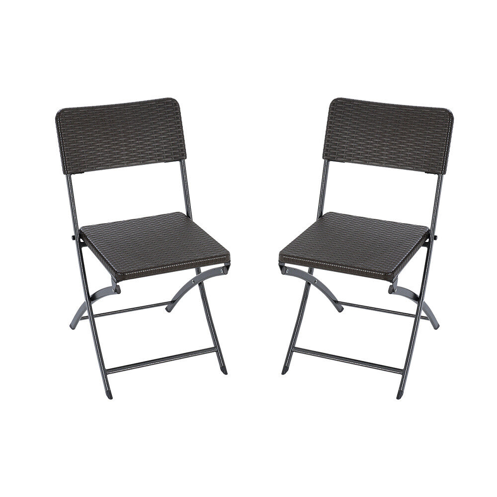 3pcs Folding Garden Table Rattan Chairs Set Camping Patio Seat Outdoor Furniture