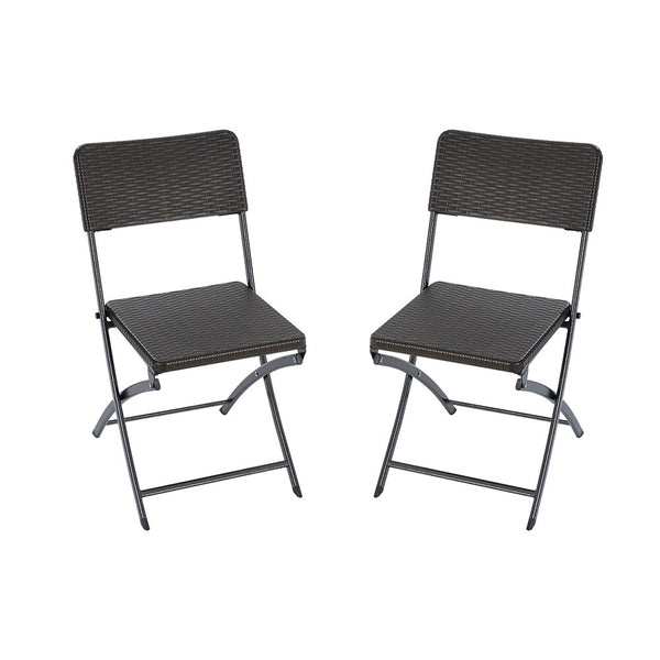3pcs Folding Garden Table Rattan Chairs Set Camping Patio Seat Outdoor Furniture