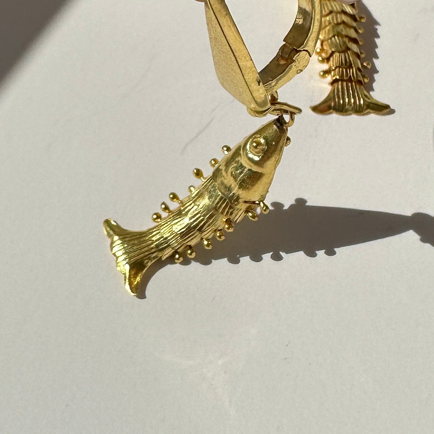 Little Fish Dangle Earrings, 925 Sterling Silver 3D Movable Fish Earrings, Pisces Symbol Earrings, Articulated Fish, Minimal Fish Jewelry