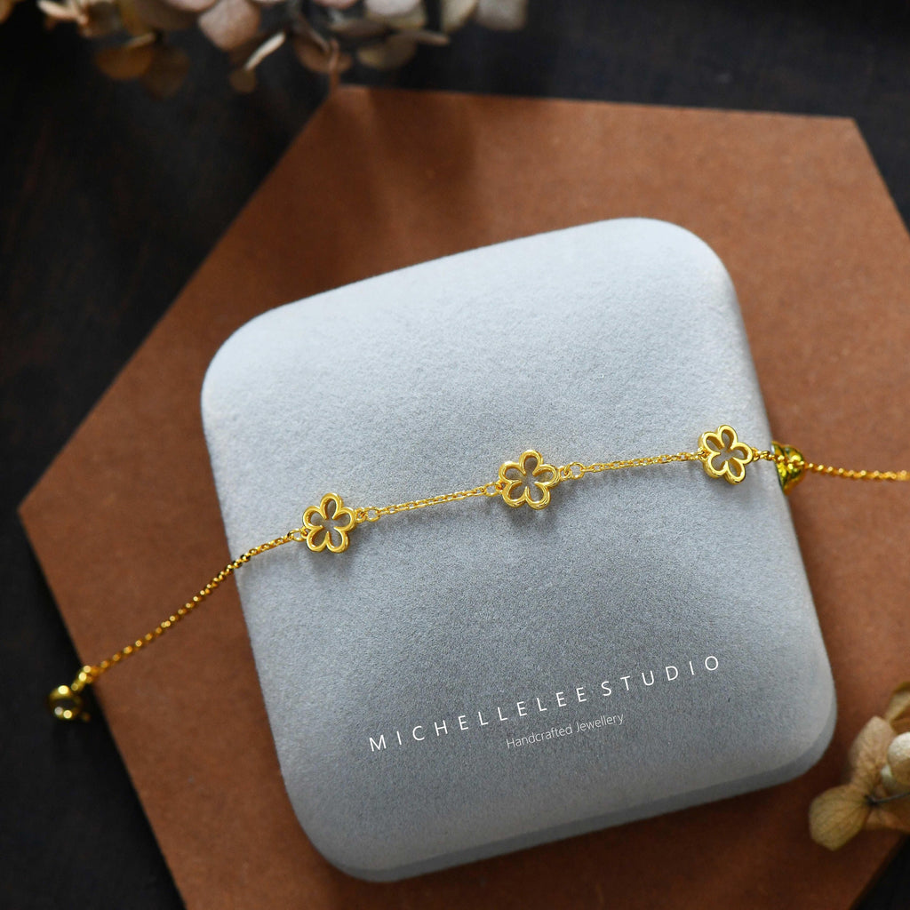 Dainty Flower Sterling Silver Bracelet, Daisy Flower Necklace, Forget Me Not, Gift for Her