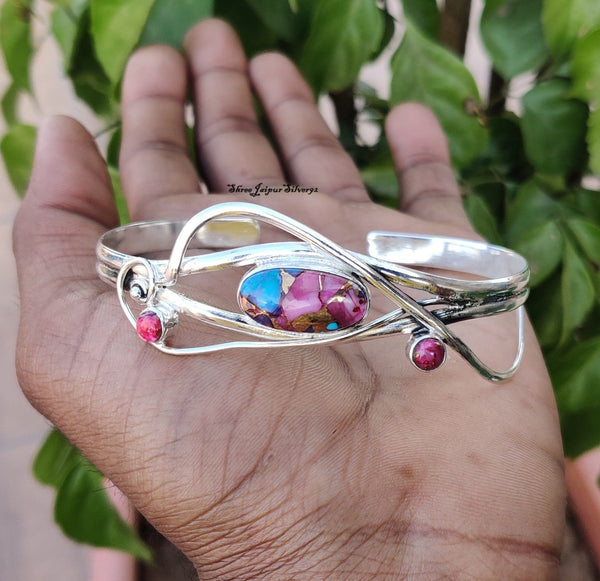 Green Copper Turquoise Bangle, 925 Silver Bangle, Handmade Bangle, Women Bangle, Adjustable Bangle, Everyday Bangle, Silver Bracelet Jewelry