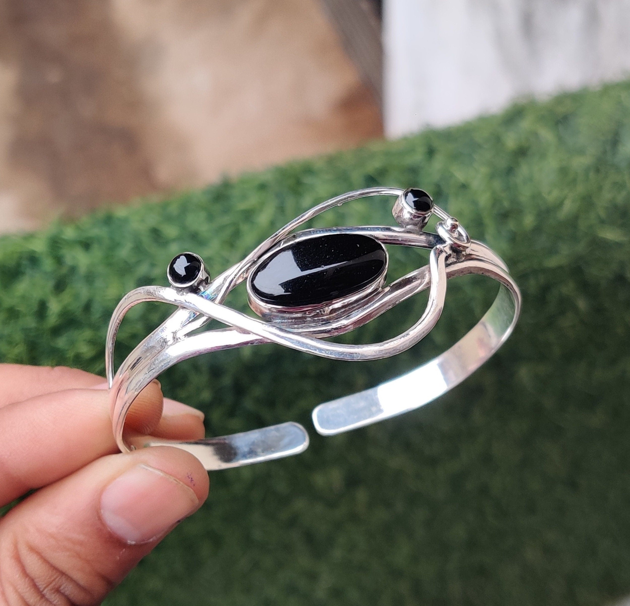 Green Copper Turquoise Bangle, 925 Silver Bangle, Handmade Bangle, Women Bangle, Adjustable Bangle, Everyday Bangle, Silver Bracelet Jewelry