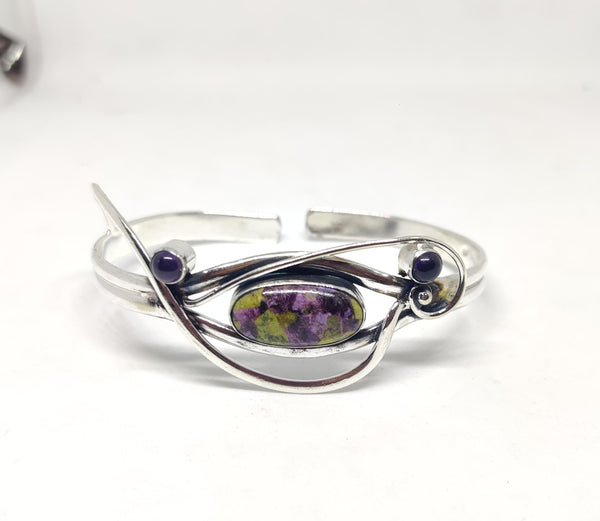 Green Copper Turquoise Bangle, 925 Silver Bangle, Handmade Bangle, Women Bangle, Adjustable Bangle, Everyday Bangle, Silver Bracelet Jewelry