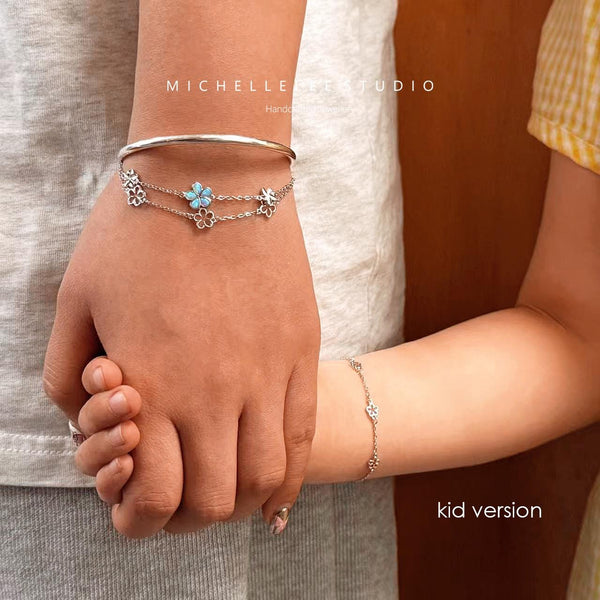 Dainty Flower Sterling Silver Bracelet, Daisy Flower Necklace, Forget Me Not, Gift for Her