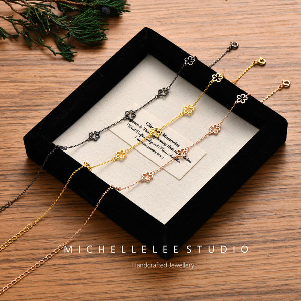 Dainty Flower Sterling Silver Bracelet, Daisy Flower Necklace, Forget Me Not, Gift for Her