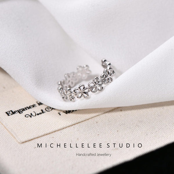 Dainty Flower Sterling Silver Bracelet, Daisy Flower Necklace, Forget Me Not, Gift for Her