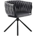 6PCS SWIVEL VELVET DINING CHAIRS ROTATABLE METAL LEGS KITCHEN CHAIRS MODERN GREY