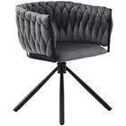 6PCS SWIVEL VELVET DINING CHAIRS ROTATABLE METAL LEGS KITCHEN CHAIRS MODERN GREY