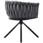 6PCS SWIVEL VELVET DINING CHAIRS ROTATABLE METAL LEGS KITCHEN CHAIRS MODERN GREY