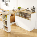 Extendable Kitchen Island Dining Bar Table with Storage Cabinet for Dining Room