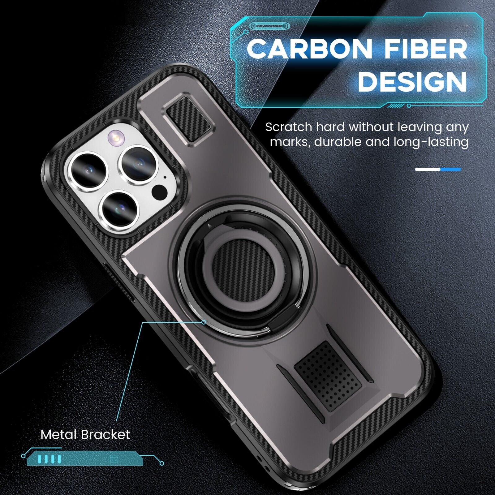 For iPhone 16 15 14 Plus 13 12 11 Pro Max Case Shockproof Ring Stand Phone Cover