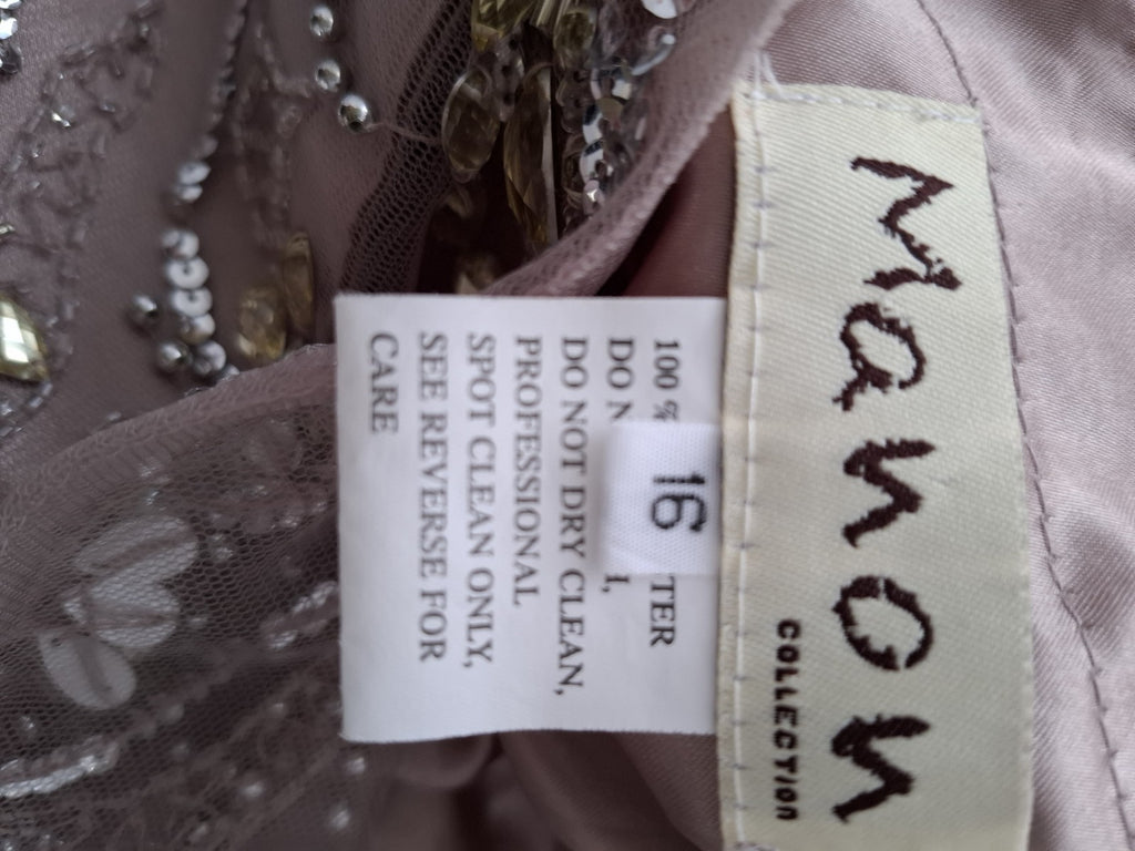 Stunning Manon embellished Nude Pink/Mushroom Evening Cruise Dress 16