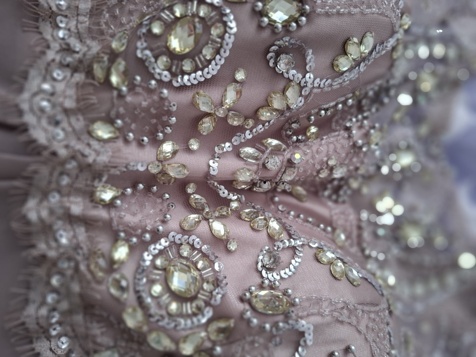 Stunning Manon embellished Nude Pink/Mushroom Evening Cruise Dress 16