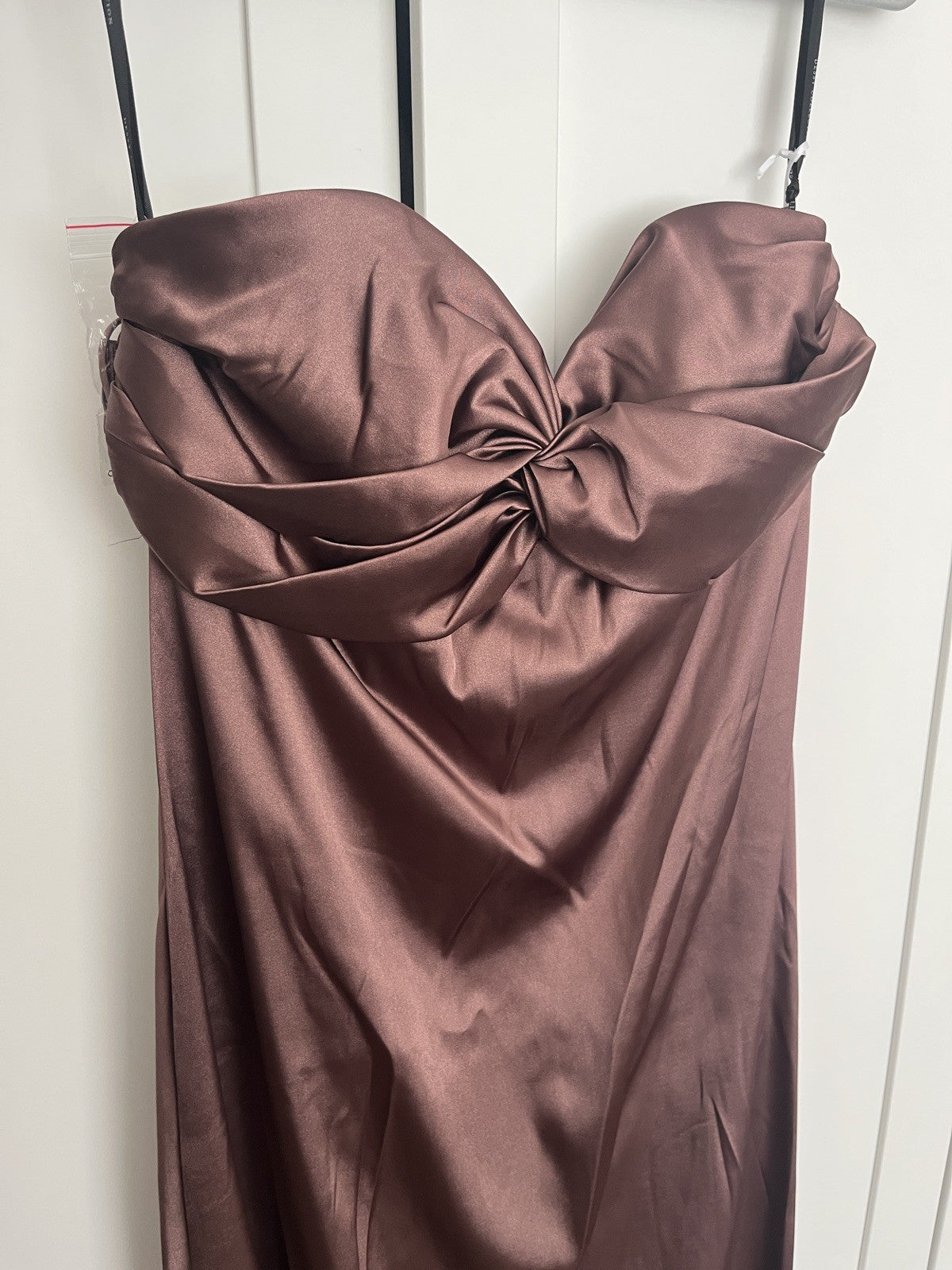 DESSY Collection latte brown strapless silky Dress UK10 RRP£160