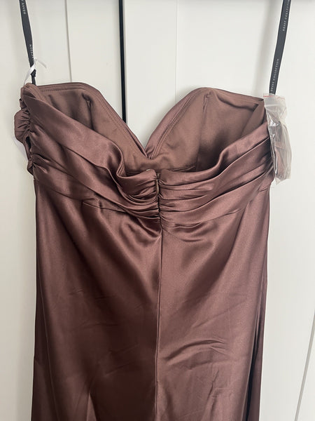 DESSY Collection latte brown strapless silky Dress UK10 RRP£160