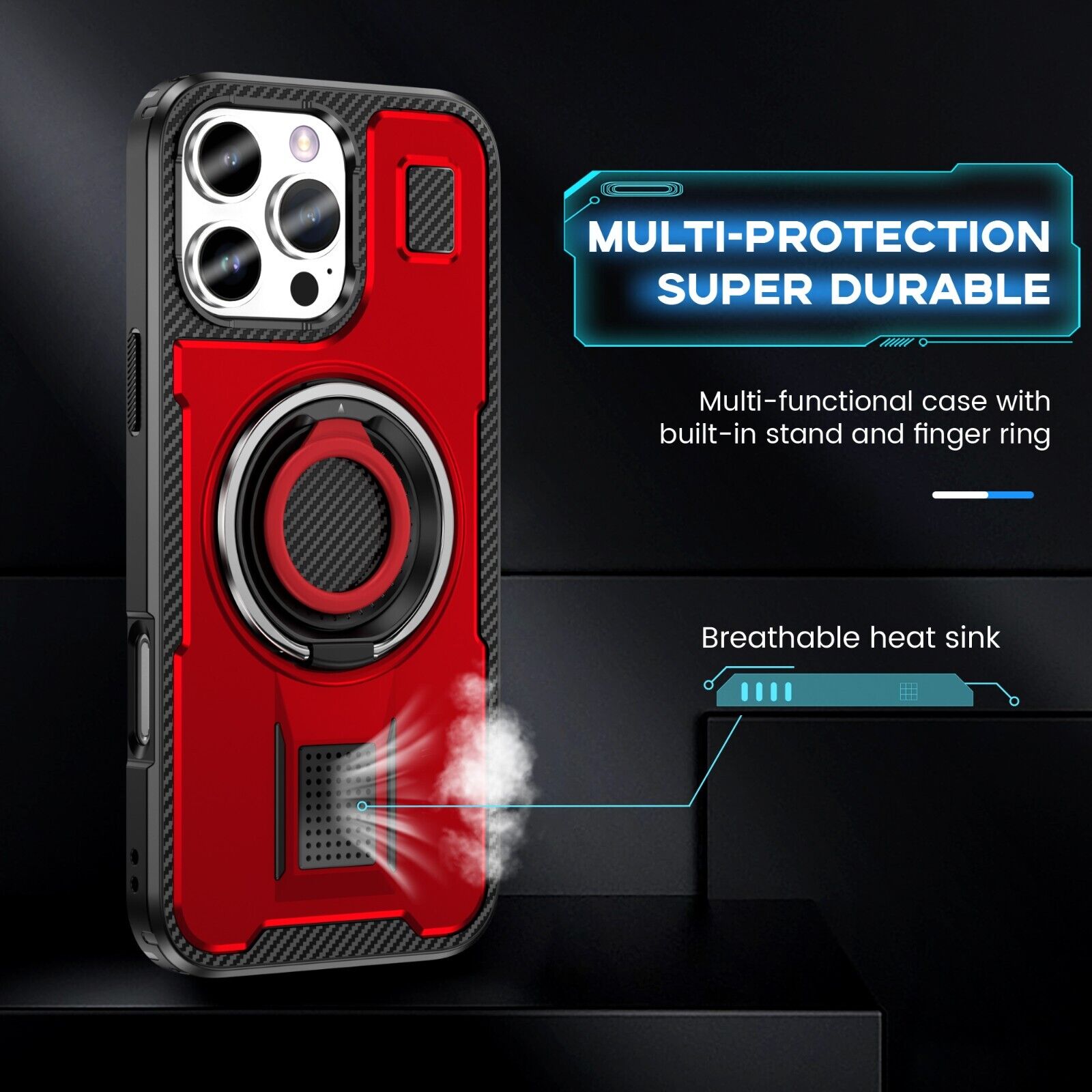 For iPhone 16 15 14 Plus 13 12 11 Pro Max Case Shockproof Ring Stand Phone Cover
